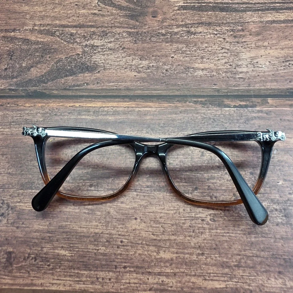 Coach HC6107 Black Amber Glitter Gradient Cat Eye Eyeglasses 52 17 140 HC 6107